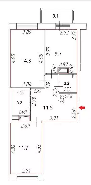 2-комнатная квартира: Бугры, Тихая улица, 17 (52.3 м) - Фото 0
