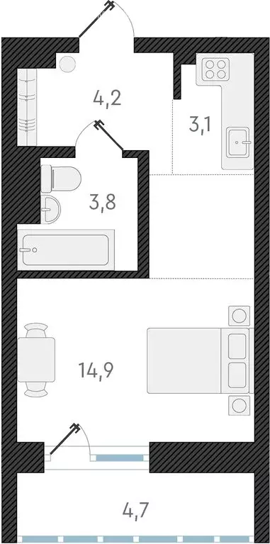 Квартира-студия: Новосибирск, улица Аэропорт, 64 (26 м) - Фото 0