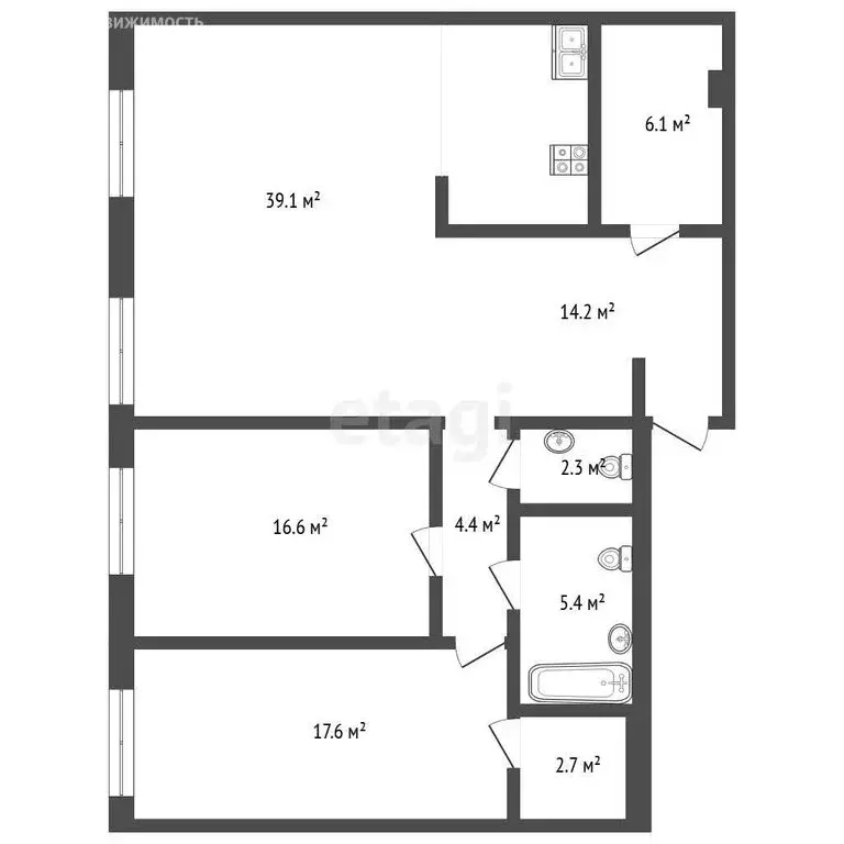 2-комнатная квартира: Тюмень, улица Республики, 204к3 (107.1 м) - Фото 1