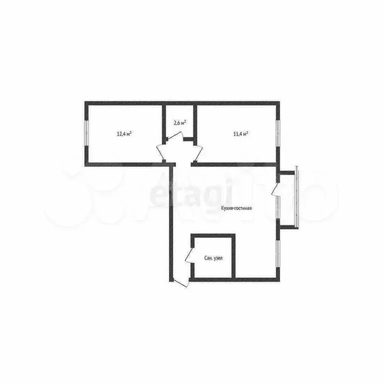 3-к. квартира, 59,8 м, 2/5 эт. - Фото 0