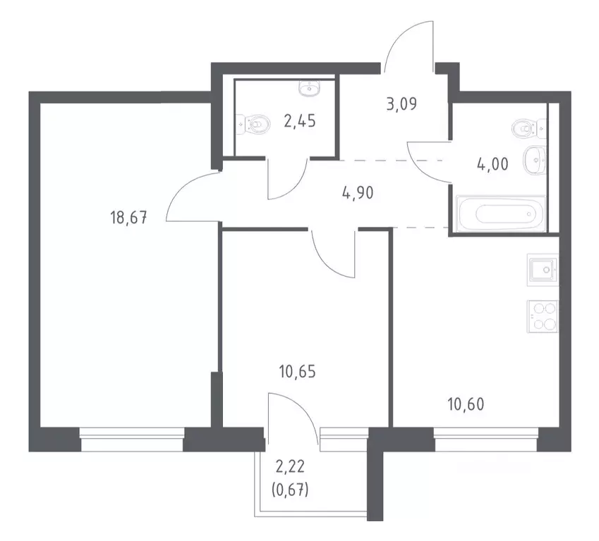 2-к кв. Приморский край, Владивосток Днепровская ул., 19 (55.03 м) - Фото 1
