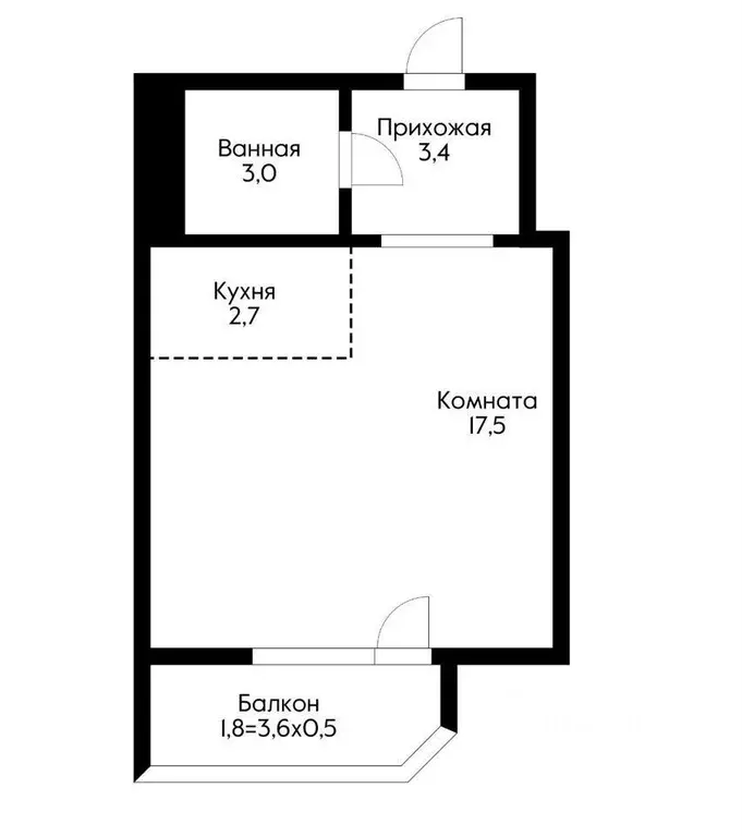 Студия Краснодарский край, Краснодар Российская ул., 74к2 (27.0 м) - Фото 0