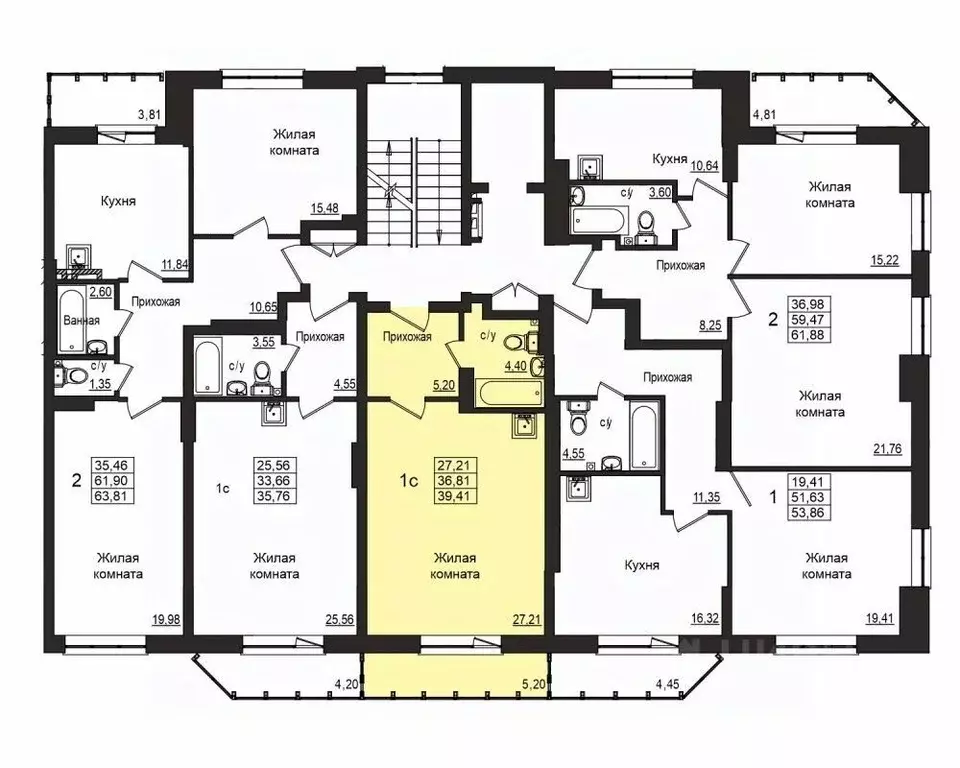 Студия Новосибирская область, Новосибирск Вилюйская ул., 6 (36.7 м) - Фото 1