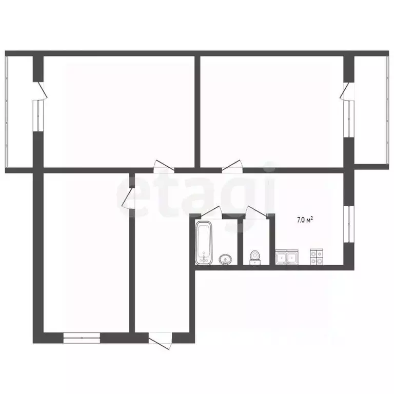 3-к кв. Костромская область, Нерехта Нерехтская ул., 40 (52.0 м) - Фото 2