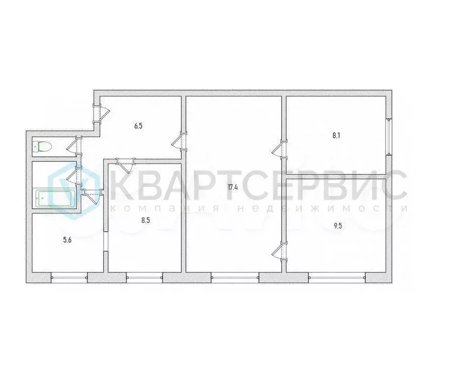 4-к. квартира, 60 м, 3/3 эт. - Фото 0