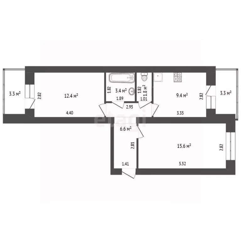 2-к кв. Хабаровский край, Комсомольск-на-Амуре просп. Первостроителей, ... - Фото 2