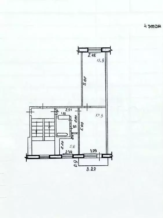 2-к. квартира, 44,4 м, 4/5 эт. - Фото 0