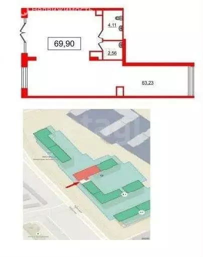 Помещение свободного назначения (69 м) - Фото 1