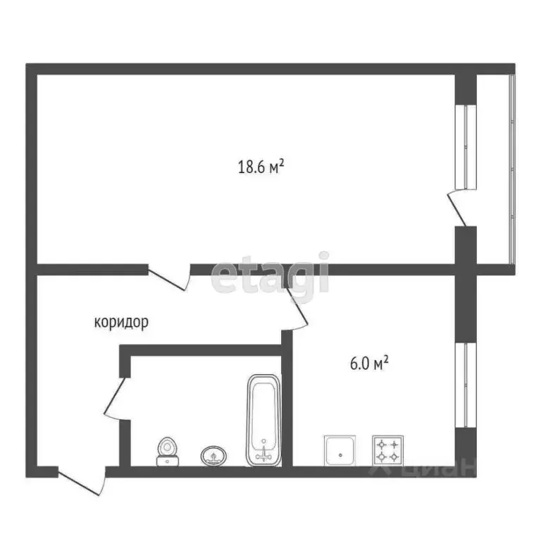 1-к кв. Коми, Сыктывкар ул. Димитрова, 46 (29.4 м) - Фото 1