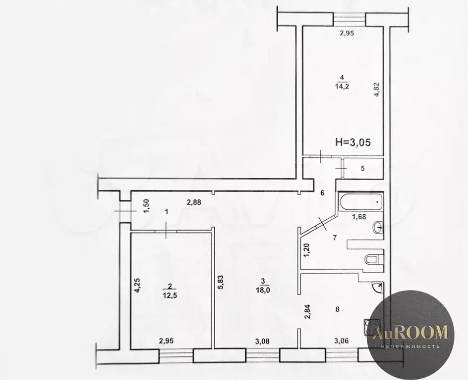 3-к. квартира, 68 м, 1/3 эт. - Фото 0