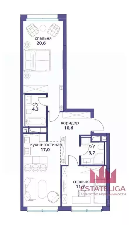 3-к кв. Москва ул. Василия Ланового, 3 (69.0 м) - Фото 2