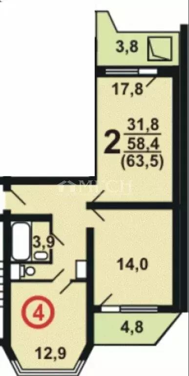 2-комнатная квартира: Москва, улица Вертолётчиков, 9к2 (58.4 м) - Фото 1