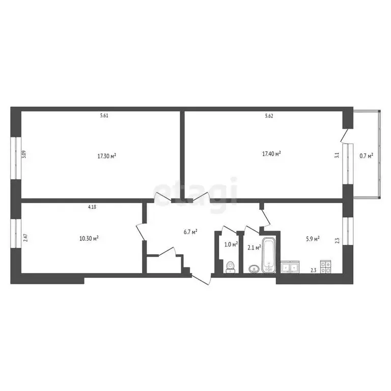 3-комнатная квартира: Тамбов, Пензенская улица, 29 (61.2 м) - Фото 0