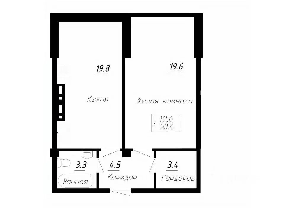 1-к кв. Ставропольский край, Ессентуки  (50.6 м) - Фото 1