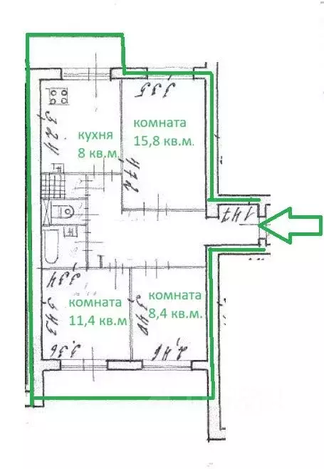 3-к кв. Санкт-Петербург ул. Бутлерова, 13 (60.4 м) - Фото 1