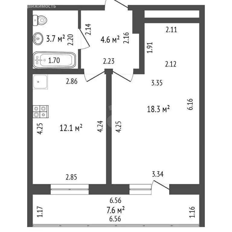 2-комнатная квартира: Стерлитамак, проспект Октября, 99 (39 м) - Фото 1