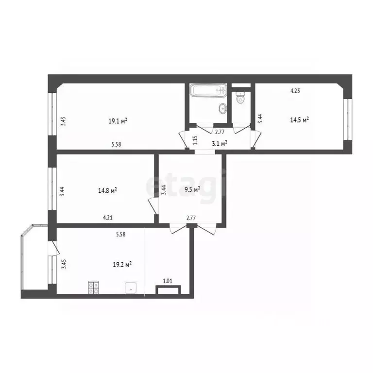 3-к кв. Тюменская область, Тюмень Широтная ул., 172к3 (85.2 м) - Фото 1