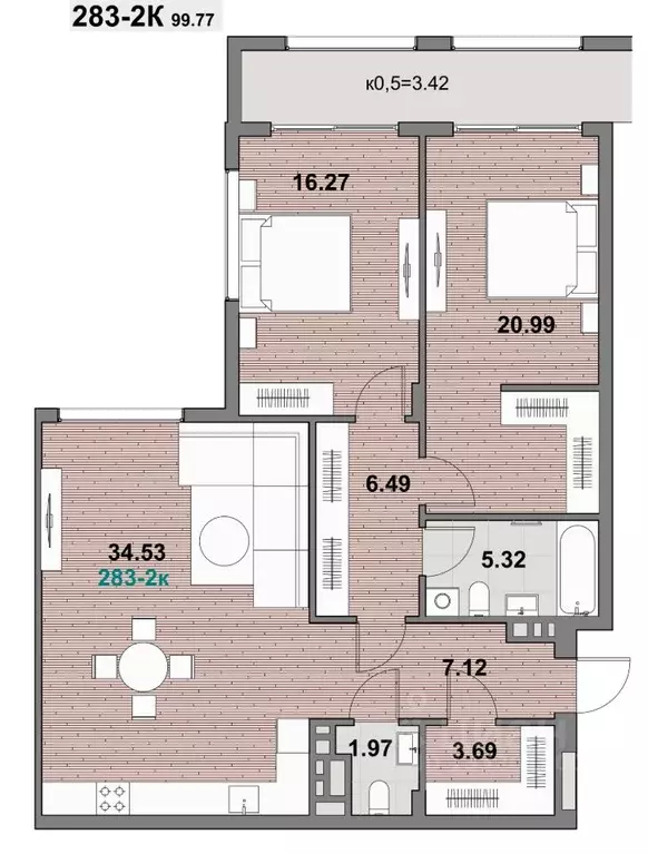 2-к кв. Калининградская область, Зеленоградск ул. Гагарина (99.77 м) - Фото 1