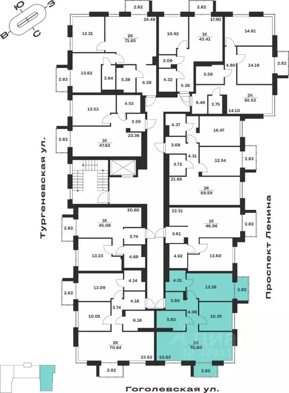 2-к кв. Тульская область, Тула Гоголевская ул., 43 (70.8 м) - Фото 1
