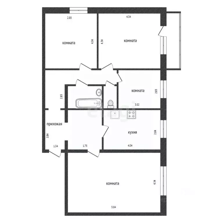 4-к кв. Красноярский край, Красноярск ул. Алеши Тимошенкова, 127 (95.5 ... - Фото 2