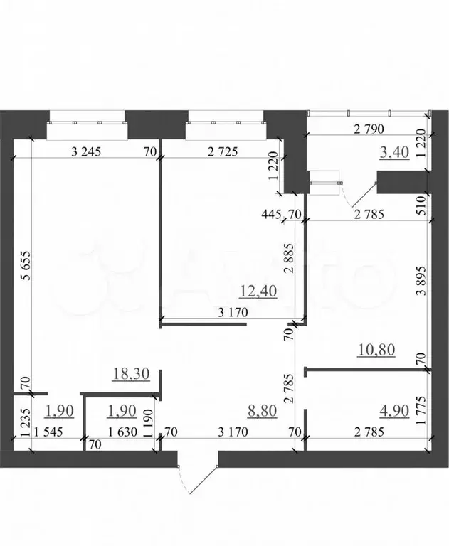 2-к. квартира, 62,4 м, 4/6 эт. - Фото 1