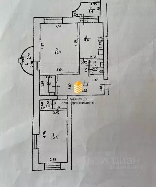 2-к кв. Башкортостан, Уфа Южный мкр, ул. Загира Исмагилова, 16/1 (55.5 ... - Фото 2