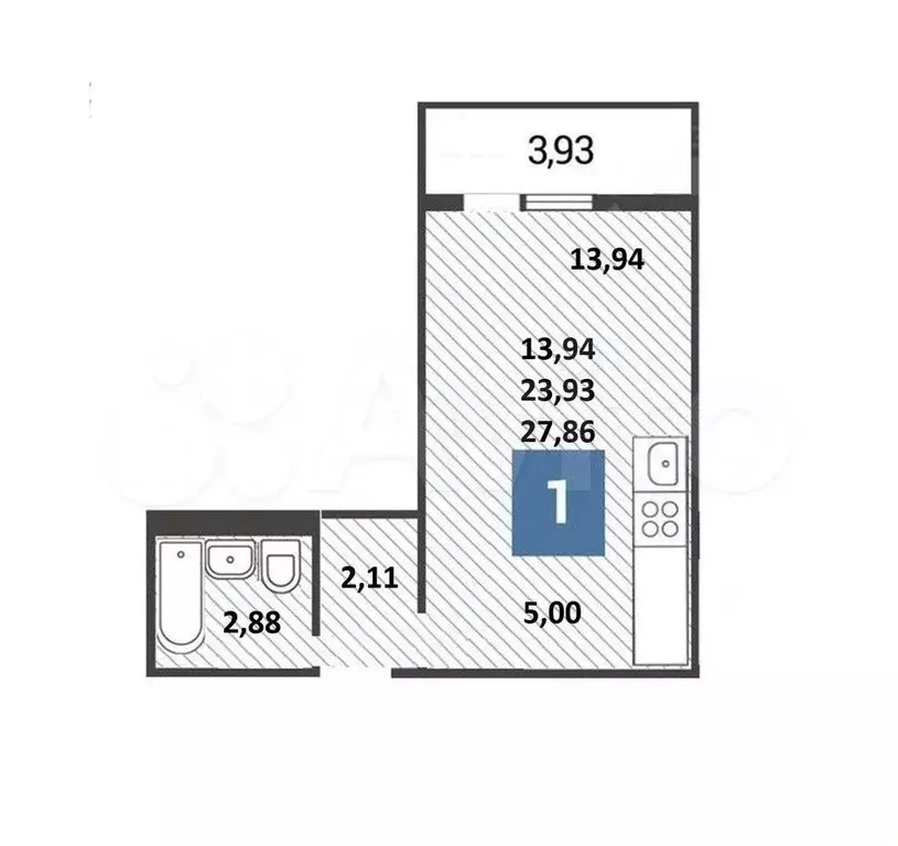 Квартира-студия, 28 м, 4/16 эт. - Фото 0