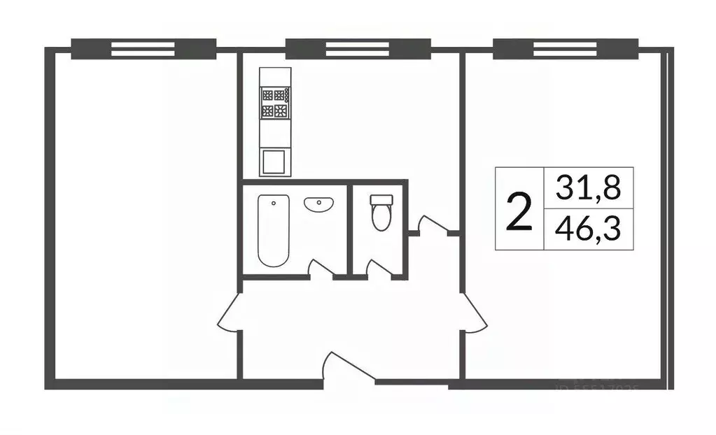 2-к кв. Санкт-Петербург ул. Замшина, 72 (46.3 м) - Фото 2