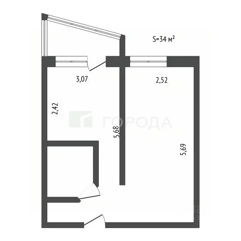1-к кв. Алтайский край, Барнаул ул. Беляева, 21 (34.0 м) - Фото 2