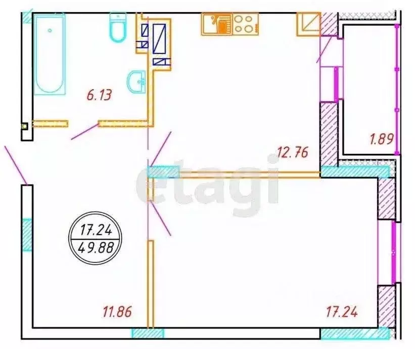 1-к кв. Татарстан, Лаишевский район, Столбищенское с/пос, с. Усады ул. ... - Фото 2