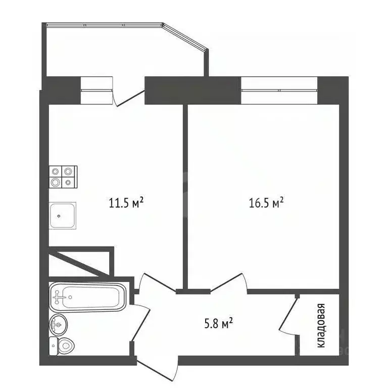 1-к кв. Воронежская область, Воронеж ул. Антонова-Овсеенко, 41 (38.5 ... - Фото 1