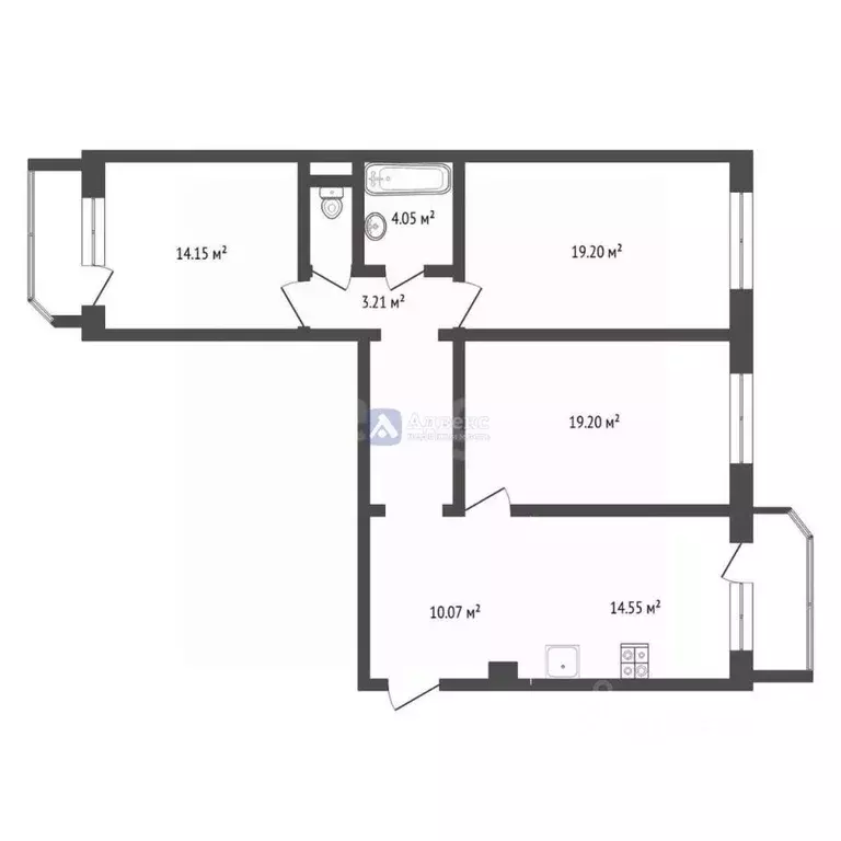 3-к кв. Тюменская область, Тюмень ул. Федюнинского, 60 (92.7 м) - Фото 2