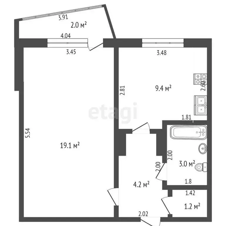 1-комнатная квартира: Тамбов, улица Рылеева, 86 (38.5 м) - Фото 0