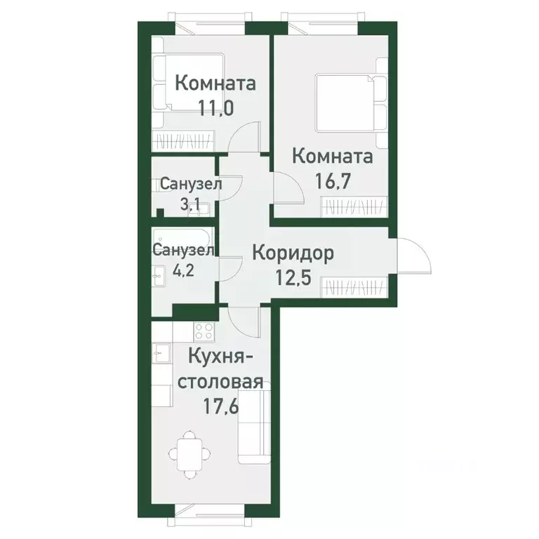 2-к кв. Челябинская область, Челябинский городской округ, пос. ... - Фото 0