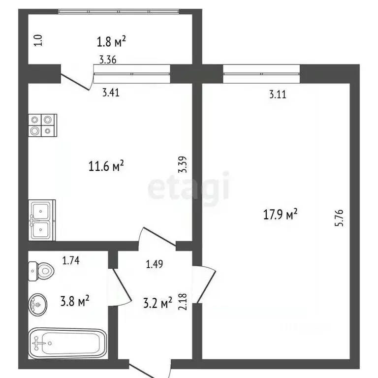 1-к кв. Ямало-Ненецкий АО, Тарко-Сале Пуровский район, ул. Осенняя, 7 ... - Фото 2