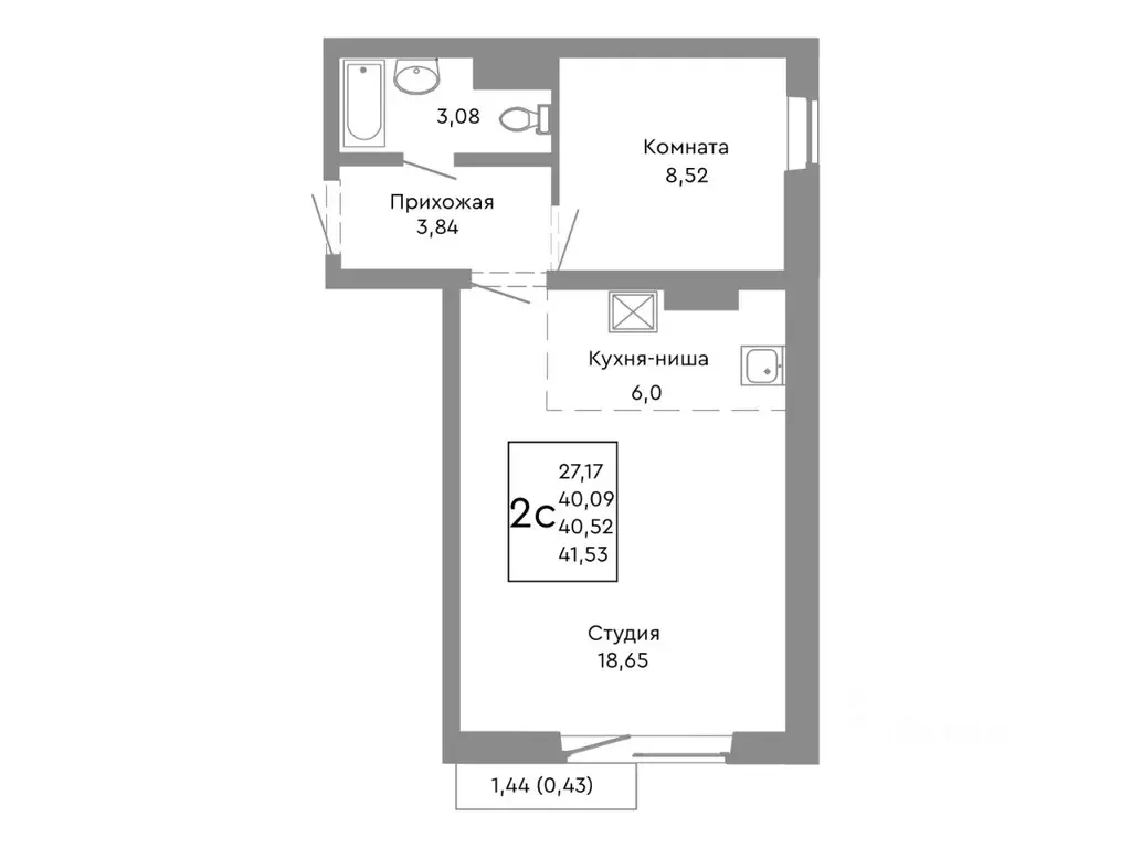 2-к кв. Челябинская область, Челябинск Нефтебазовая ул., 1-13 (40.52 ... - Фото 1