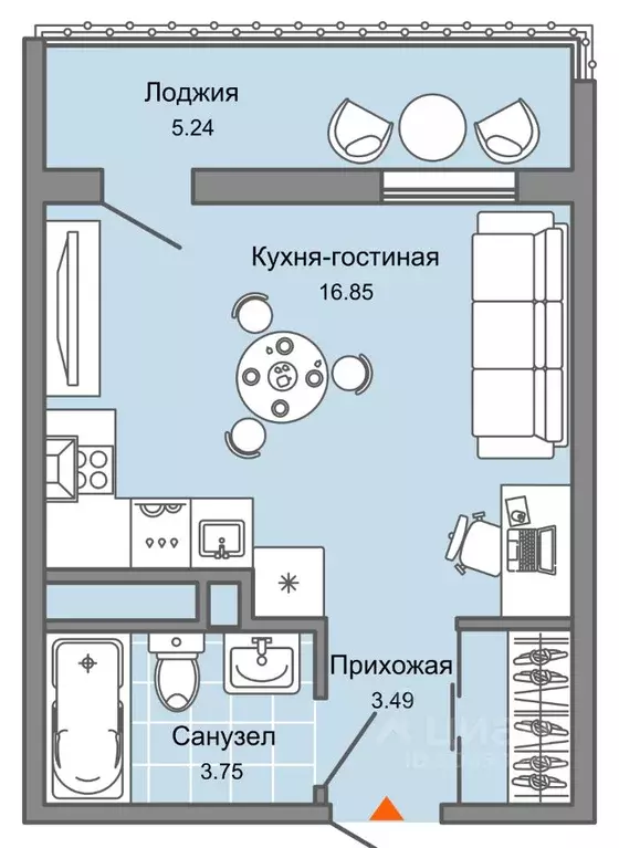 Студия Ульяновская область, Ульяновск Новый Город мкр, 10-й кв-л, Улла ... - Фото 0