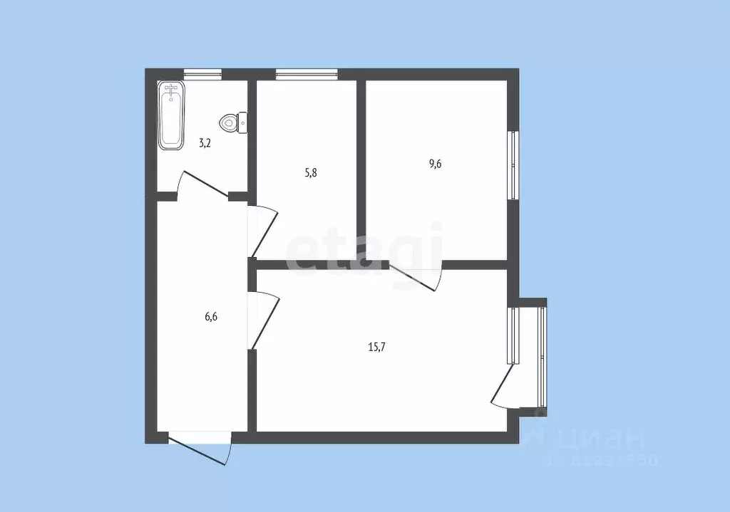 2-к кв. Карачаево-Черкесия, Черкесск Крайняя ул., 36 (45.1 м) - Фото 1