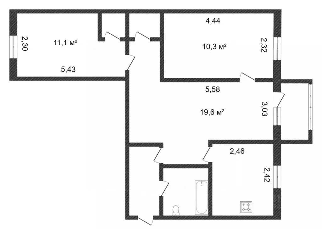 3-к кв. Тюменская область, Тюмень ул. Луначарского, 9 (55.4 м) - Фото 0
