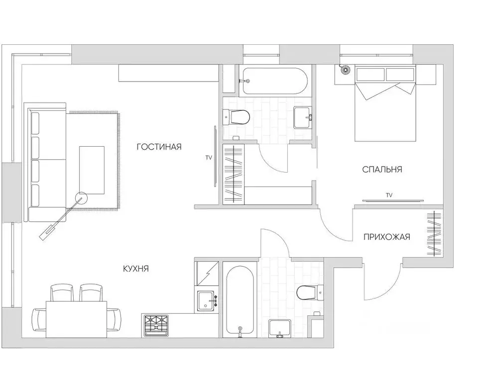 Квартира, 2 комнаты, 61.6 м - Фото 1