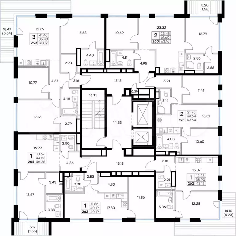 1-к. квартира, 43,1 м, 3/8 эт. - Фото 1