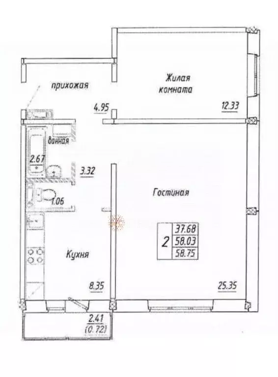 2-к кв. Новосибирская область, Новосибирск ул. Плющихинская, 9 (58.0 ... - Фото 2