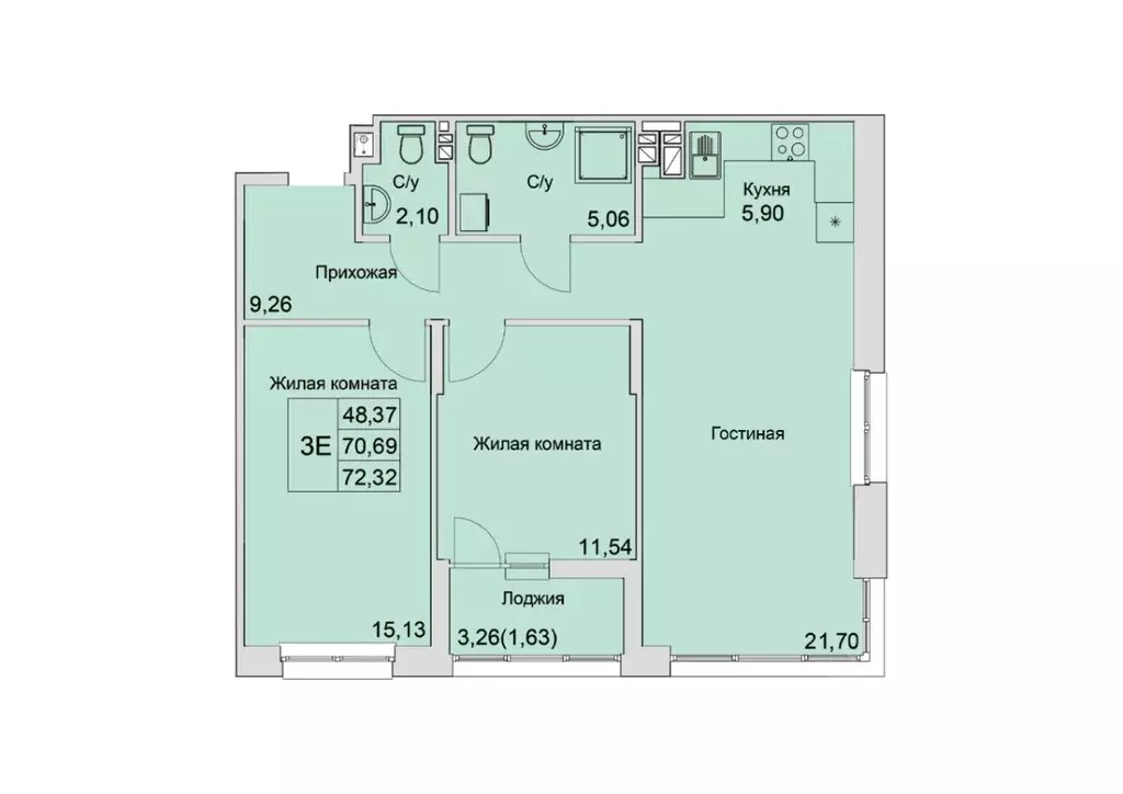 3-к кв. Ростовская область, Батайск  (72.32 м) - Фото 0