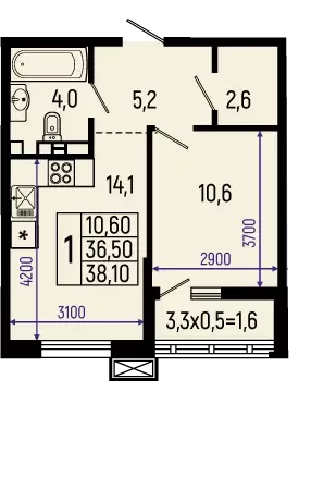 Продаётся 1-к квартира, 38.1 м - Фото 0