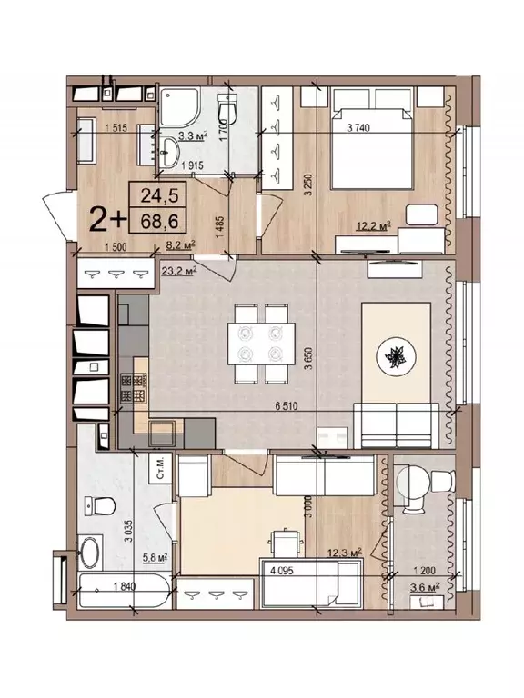 2-к кв. Рязанская область, Рязань Касимовское ш., 30 (68.0 м) - Фото 1