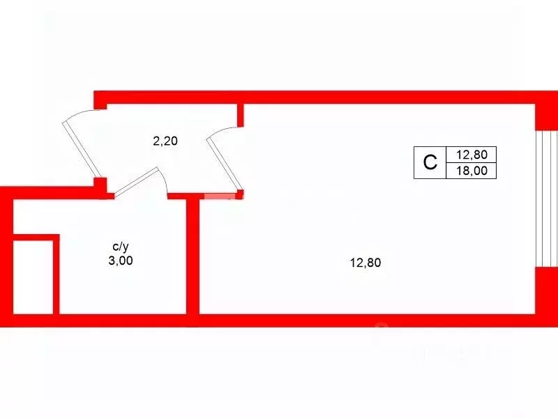 Студия Санкт-Петербург просп. Крузенштерна, 4 (18.0 м) - Фото 1