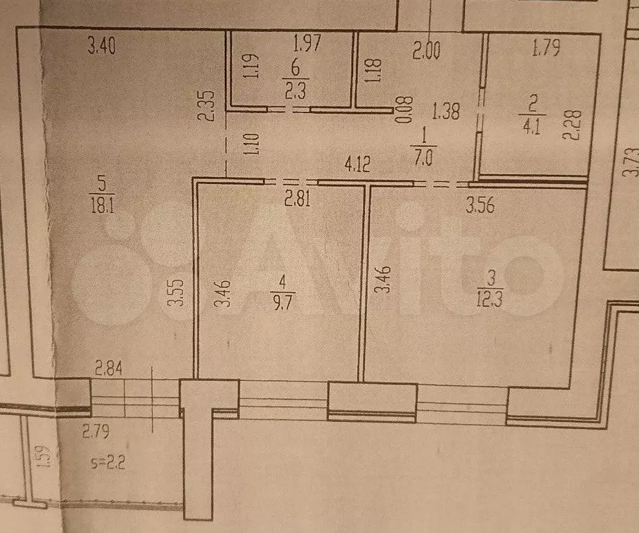 2-к. квартира, 53,5 м, 3/9 эт. - Фото 0