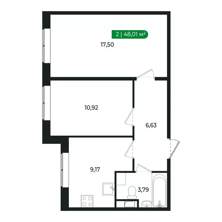 2-комнатная квартира: Сертолово, Центральная улица, 15 (47.8 м) - Фото 1