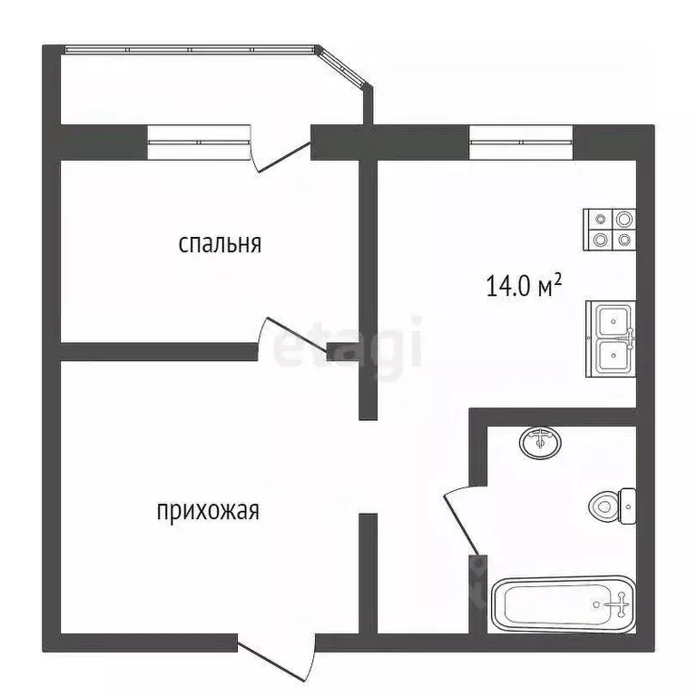 1-к кв. Ханты-Мансийский АО, Сургут ул. Ивана Захарова, 12/1 (48.8 м) - Фото 1