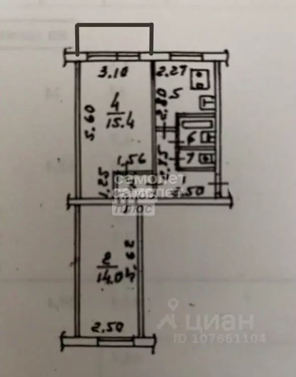 2-к кв. Липецкая область, Липецк Киевская ул., 1 (43.5 м) - Фото 2